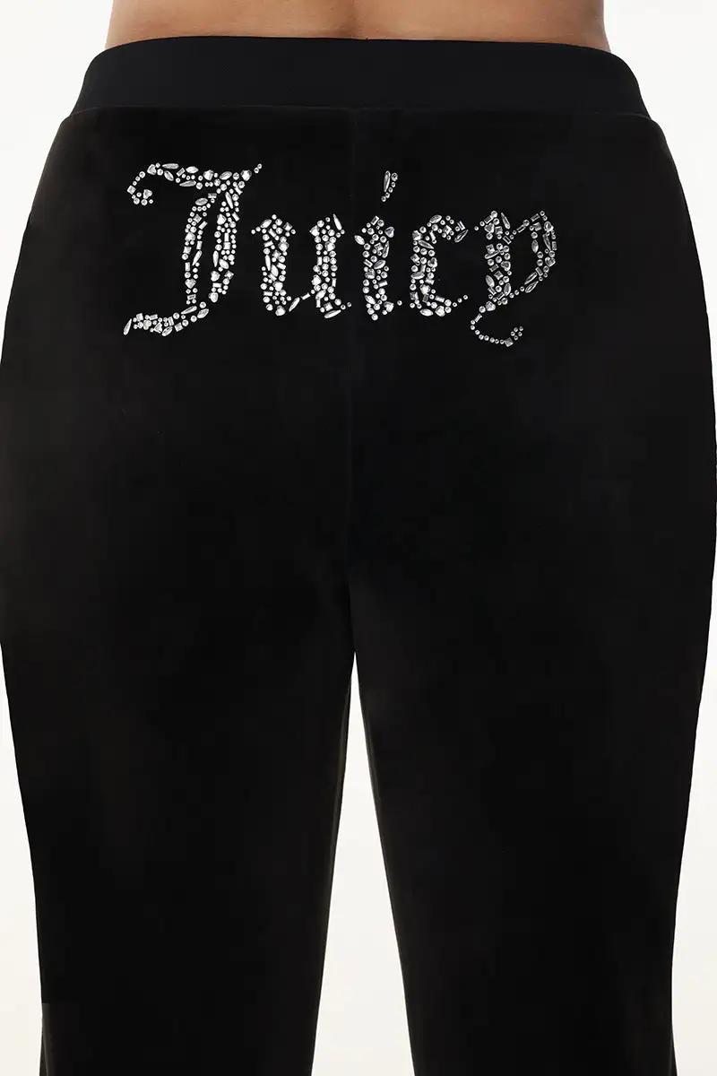 Plus-Size Mixed Crystals Velour Track Pants