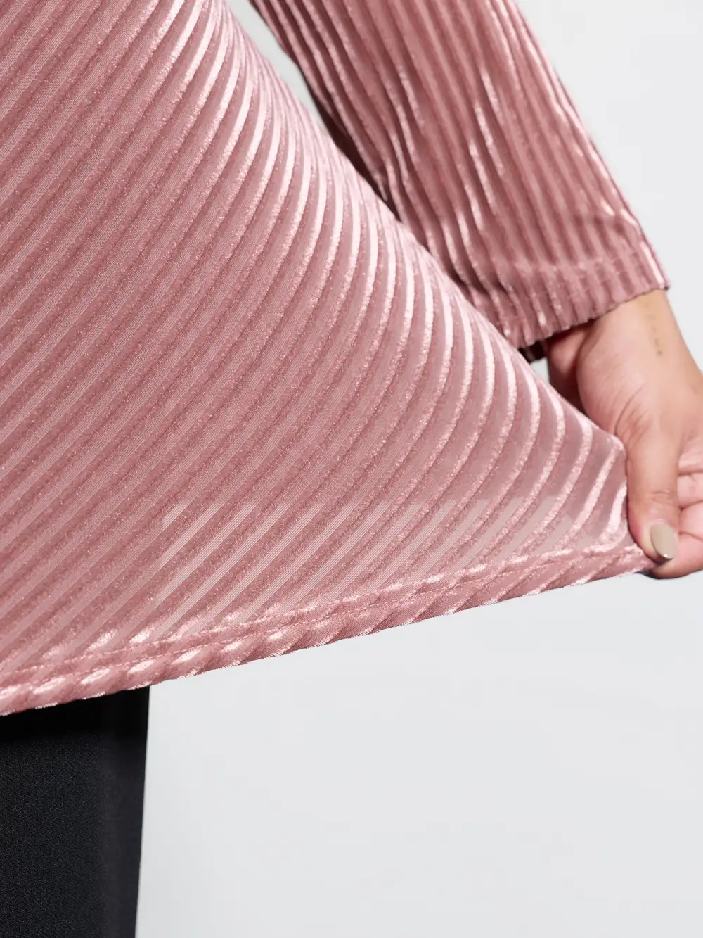 Velvet Laser Cut Stripe Sheer T-Shirt