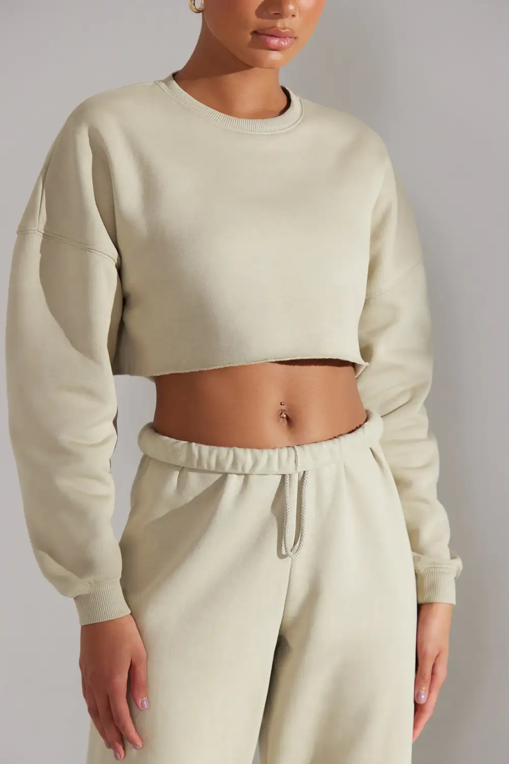 Fundamental - Cropped Oversized Sweatshirt in Limestone
