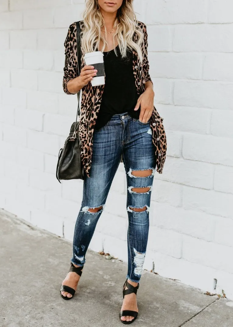 Women Leopard Knit Tops