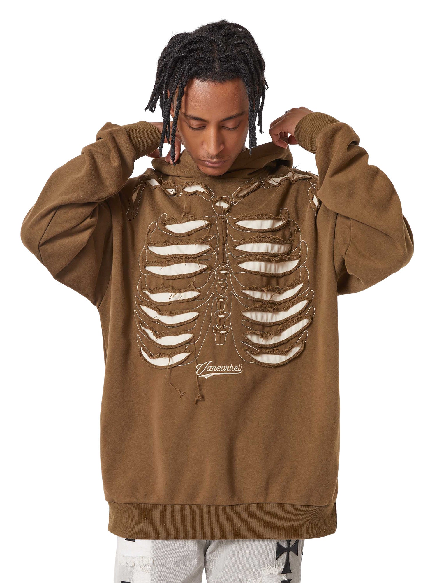 Washed And Aged Hooded Sweatshirt  - 1674