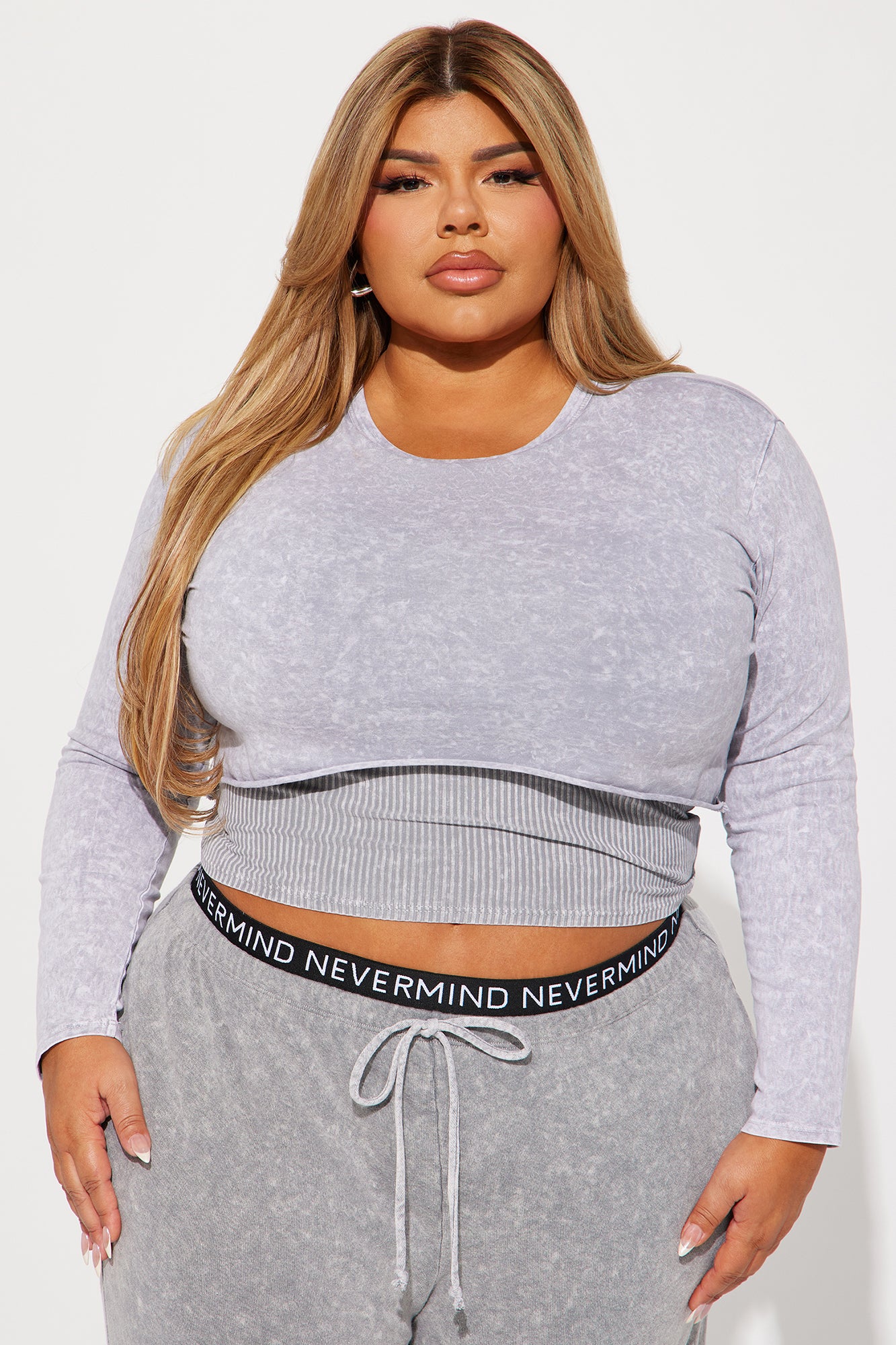 First Sight Mineral Wash Jogger Set - Grey