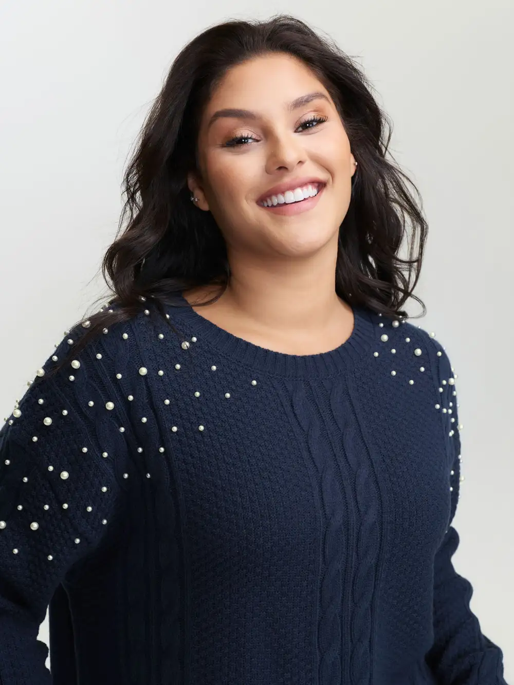 Twist Stitch Beadwork Textured Pullover