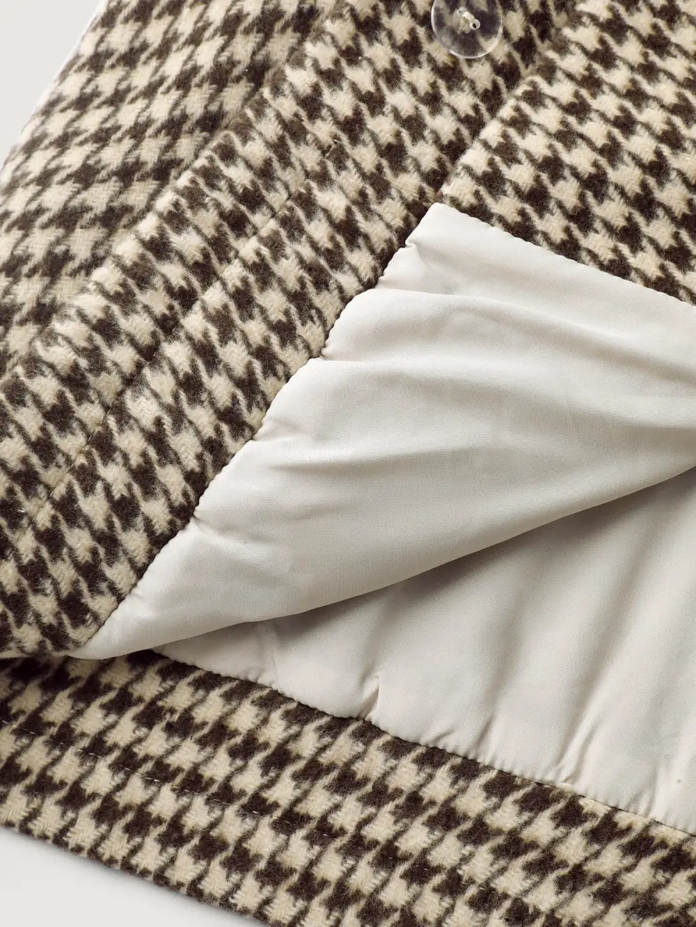 Houndstooth Fleece Pockets Button Jacket