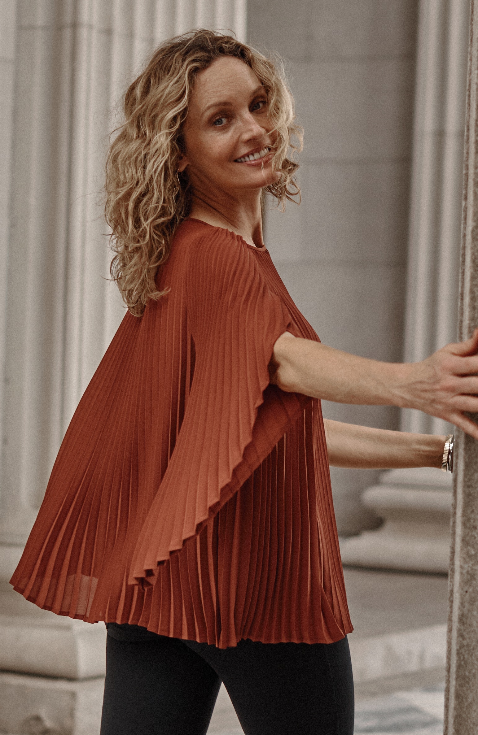 Wearever Boat-Neck Pleated Top