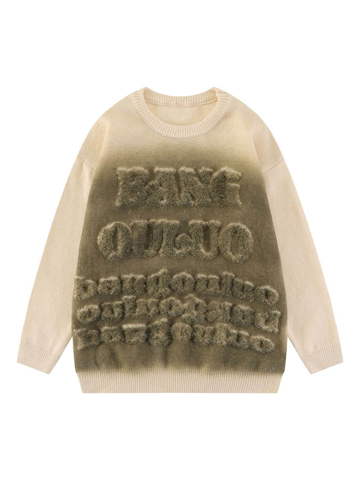Retro Letters Jacquard Crew Neck Sweater