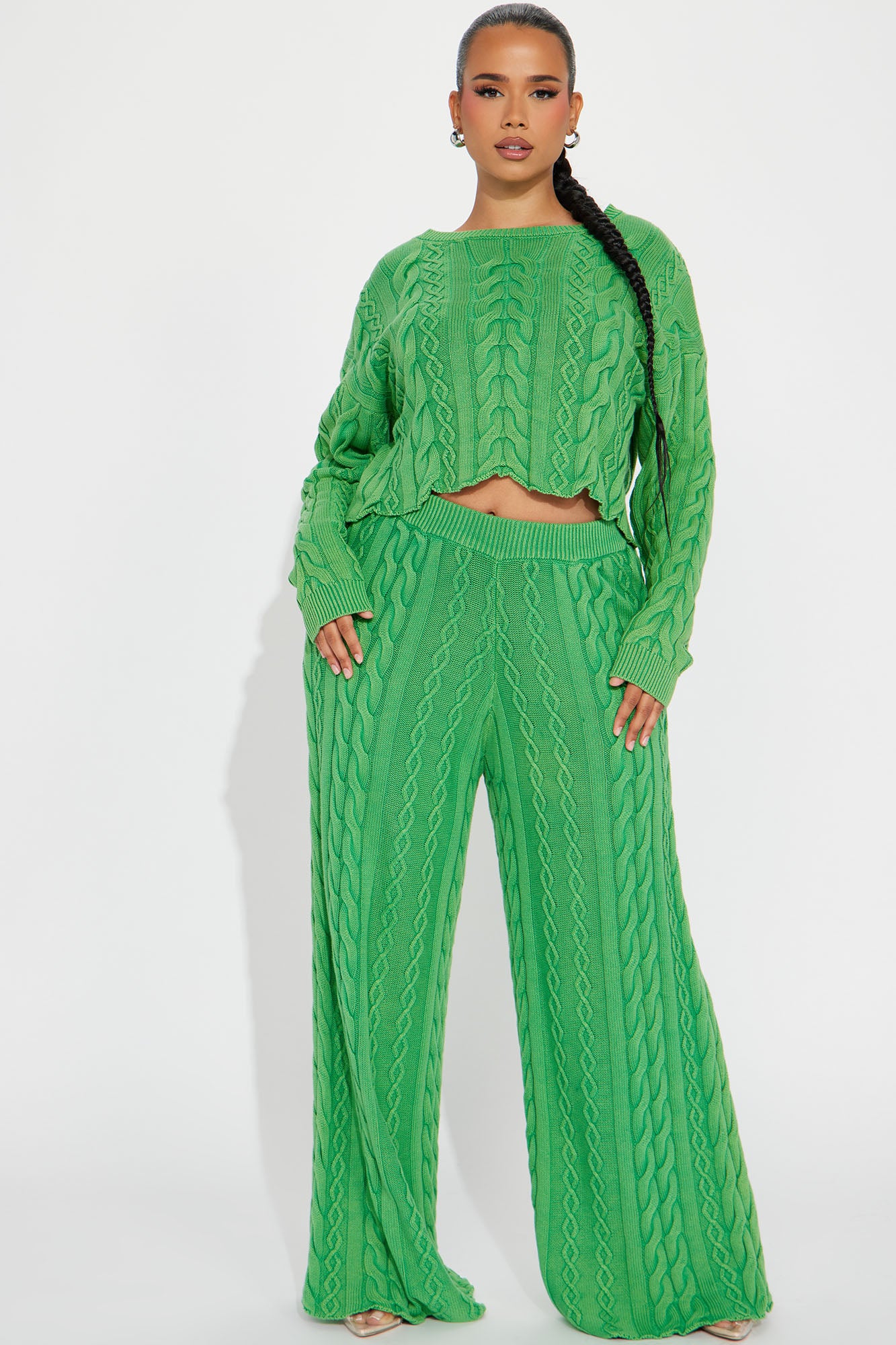 Ineza Mineral Wash Sweater Pant Set - Green