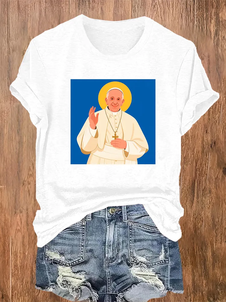 Women's Thank You PF Print Short Sleeve Round Neck Cotton T-Shirt