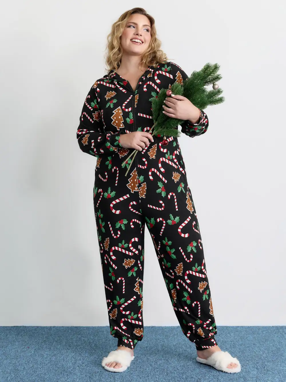 Holiday Everything Pockets Zipper Lounge Jumpsuit