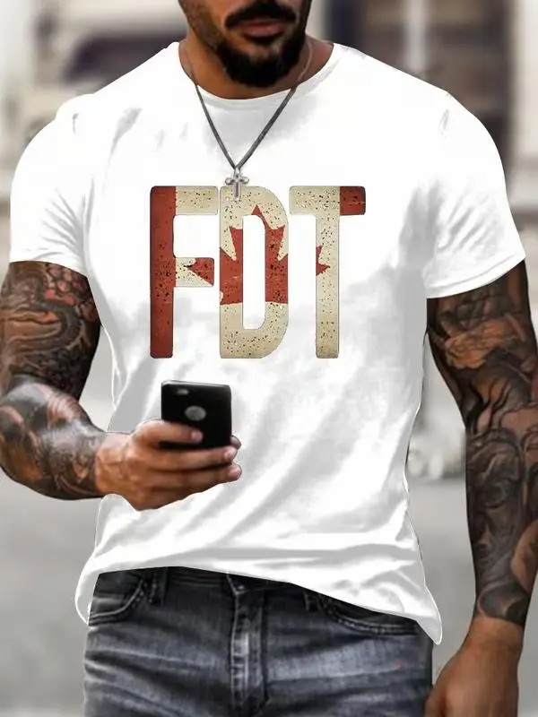Men'S Retro Canada FDT Print T-Shirt