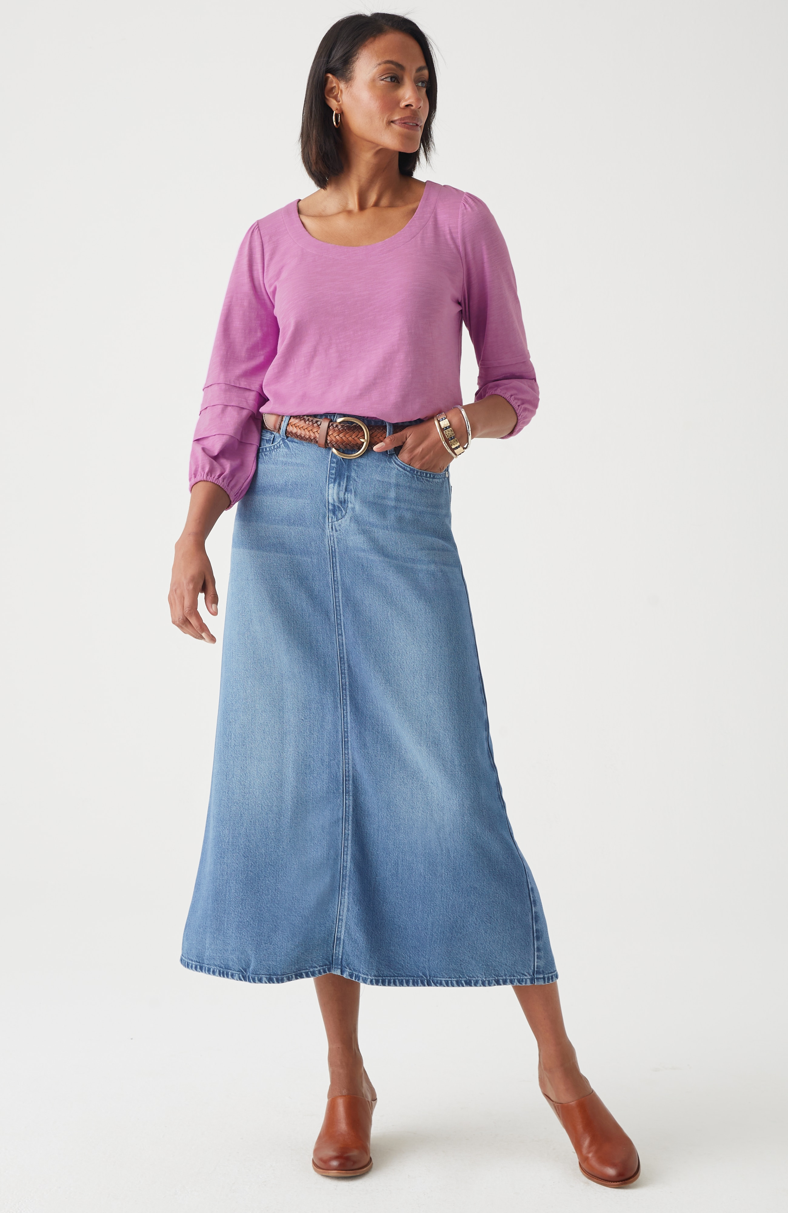 Pleated-Sleeve Tee