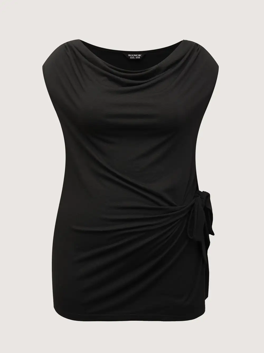 Cowl Neckline Knotted Knit Tank Top