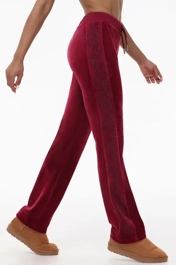 Lace Rhinestone Classic Track Pants