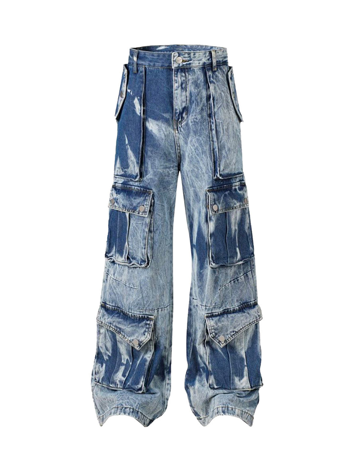 High Street Washed Distressed Work Jeans - 2163