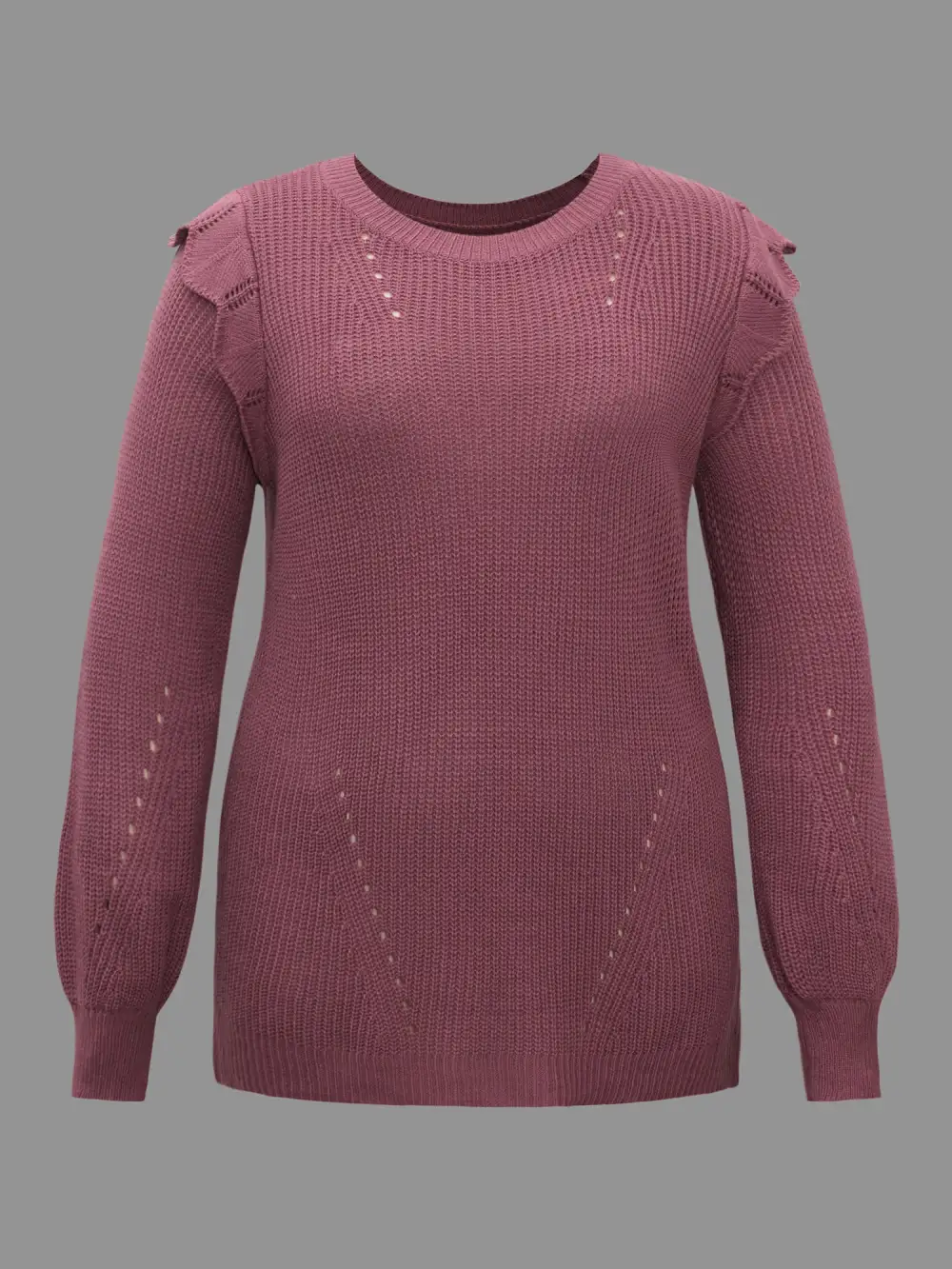 Plain Texture Trim Lantern Sleeve Pullover