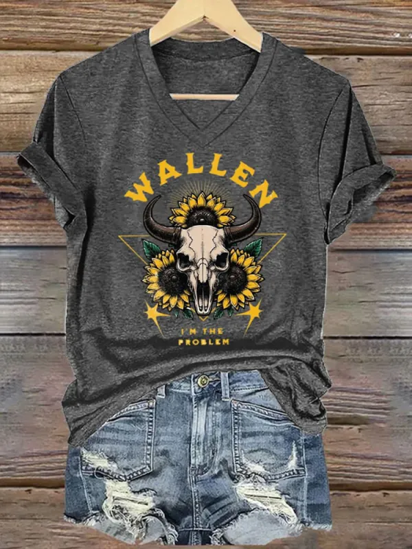 Wallen I'M The Problem Printed V-Neck Short-Sleeved T-Shirt