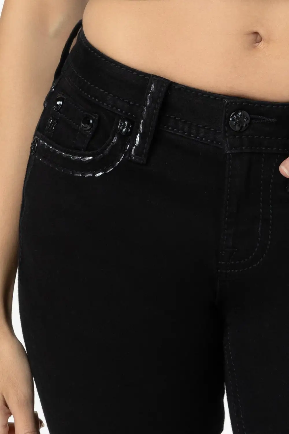 Silver Metallic Classic Black Bootcut Jeans