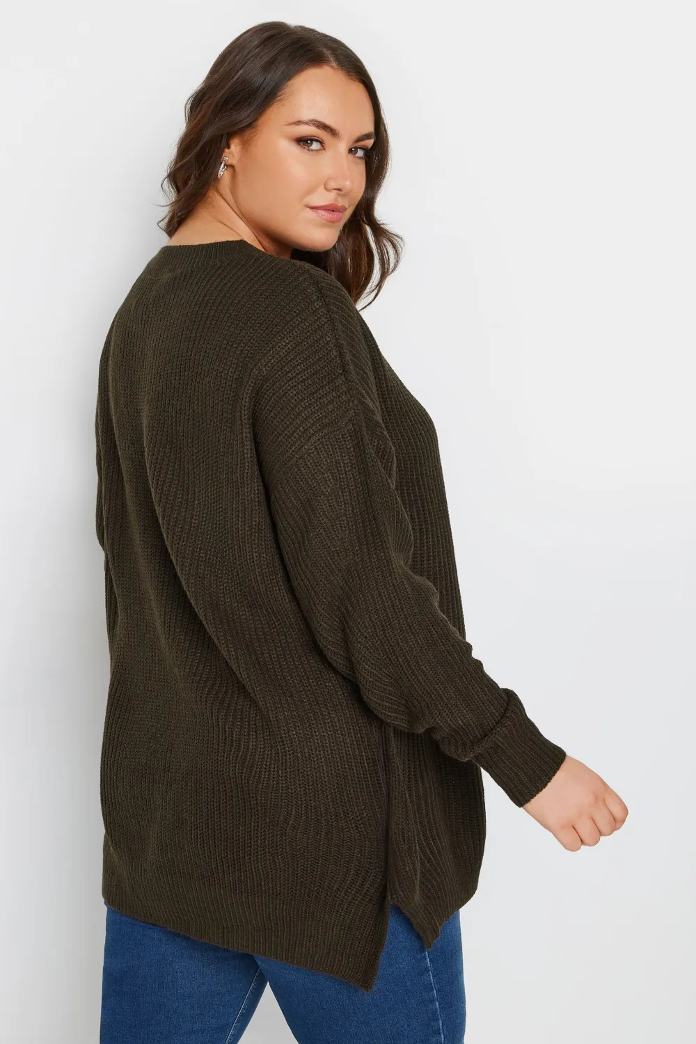 YOURS Curve Navy Blue Drop Shoulder Knitted Jumper
