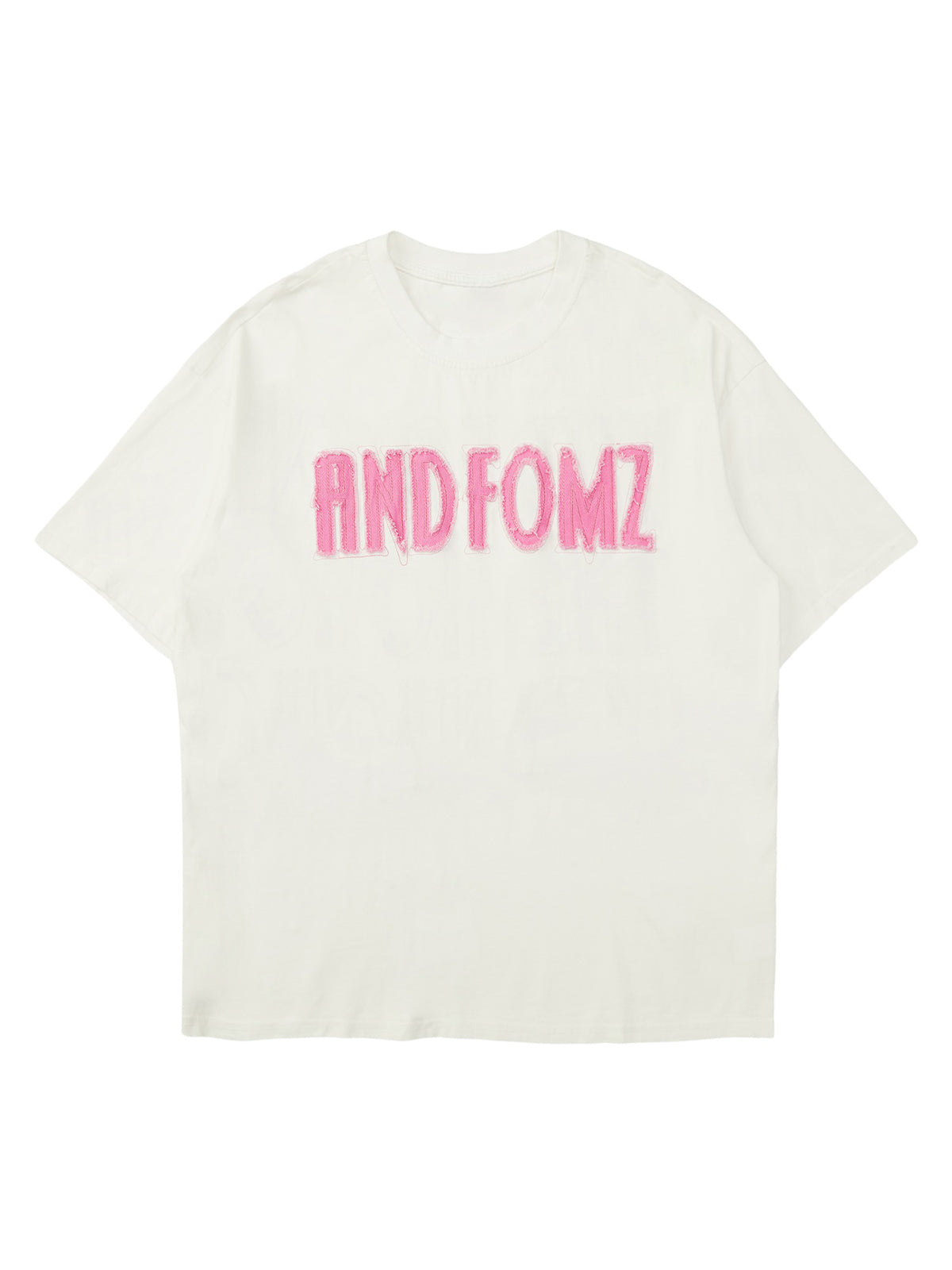 Pink Letter Applique Street Rap T-shirt - 2145