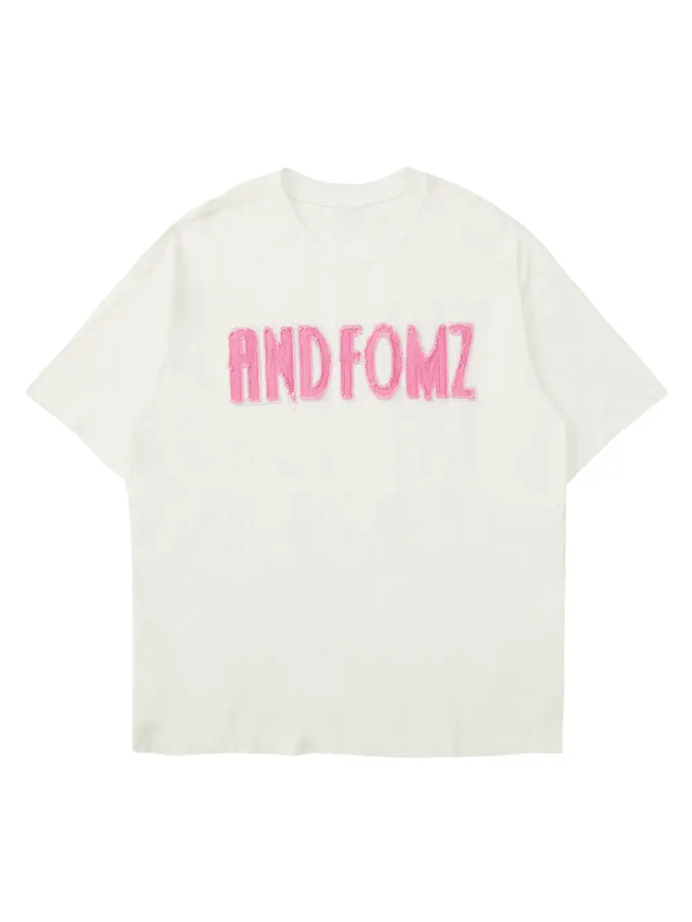 Pink Letter Applique Street Rap T-shirt - 2145