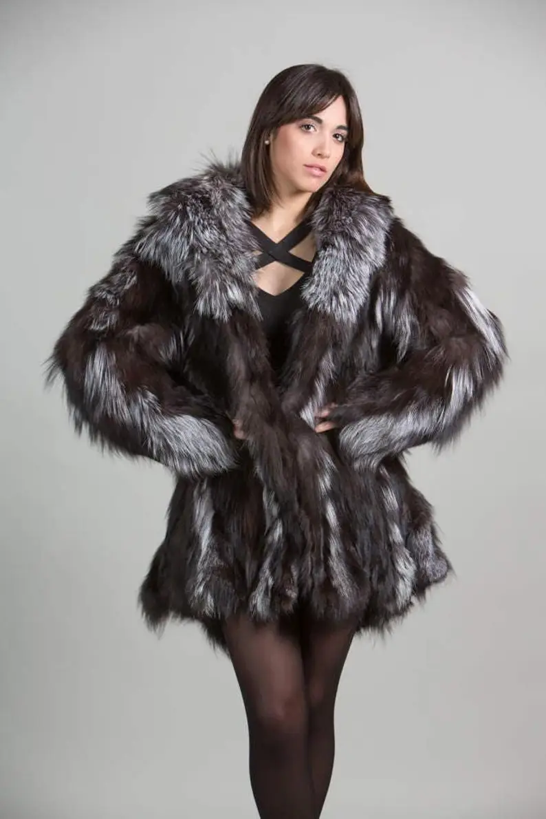 Fox Fur Coat Silver all sizes