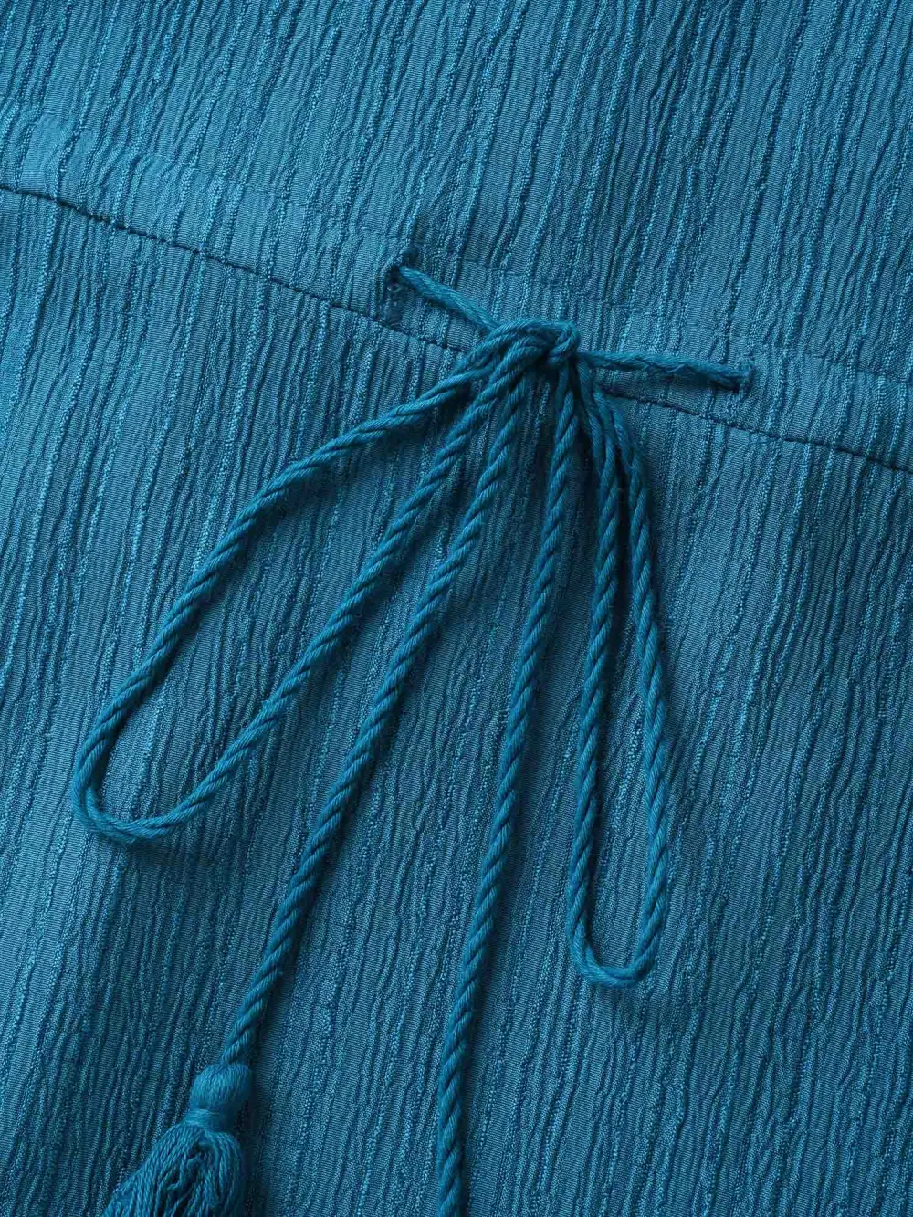 Texture Drawstring Tie Knot Tassels Dress