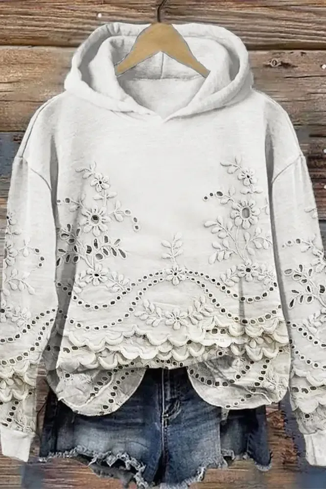 Lace Hoodie Sweatshirt