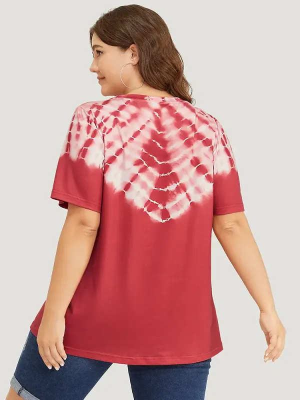 Tie Dye Short Sleeve V Neck T-shirt