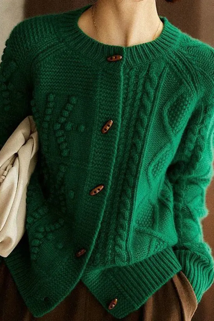 Vintage Jacquard Weave Plain Gentle Sweater