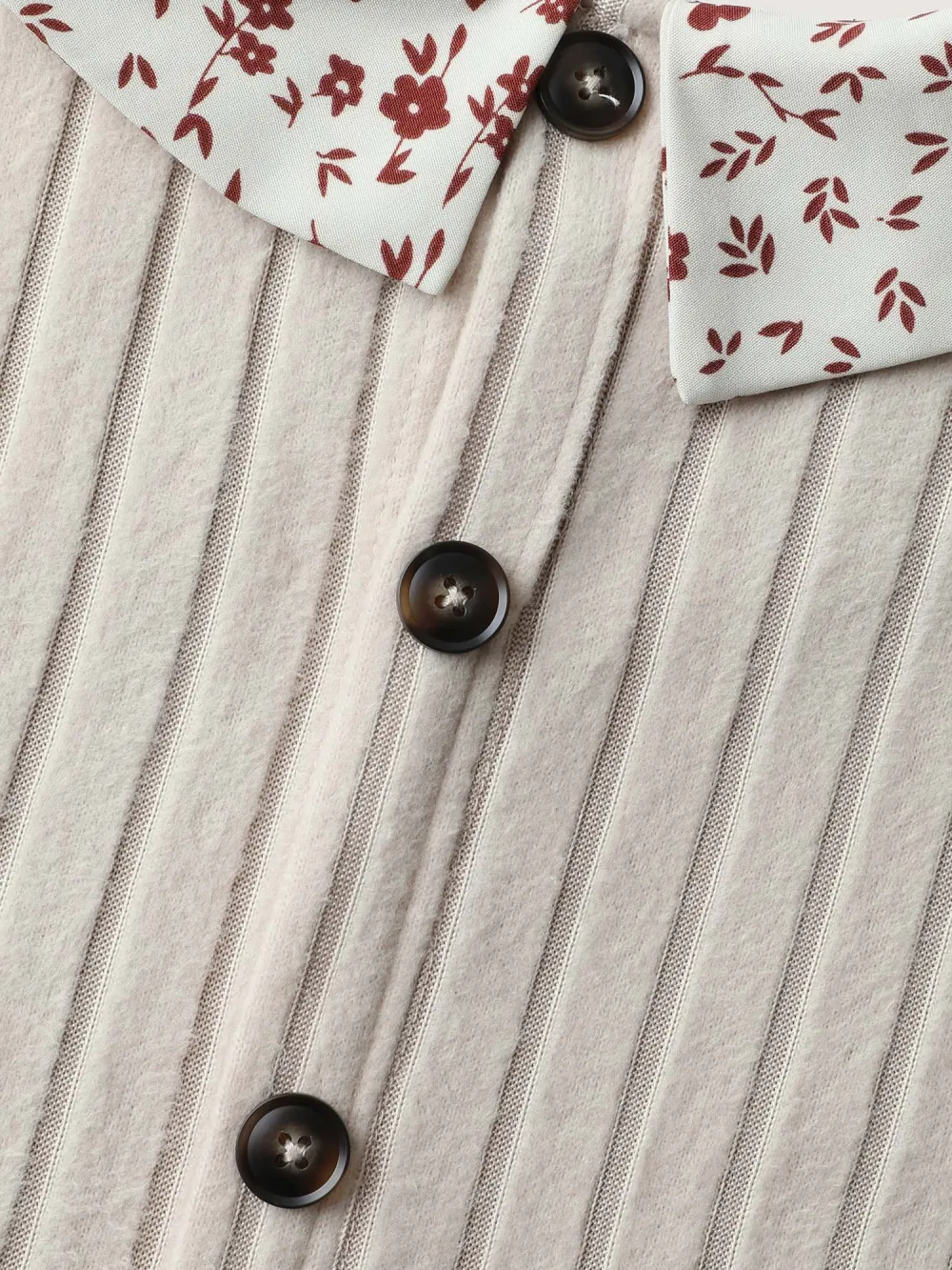 Back Placket Doll Collar Spliced Sweatshirt