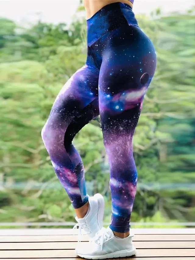 Women's Leggings Graphic Galaxy Tie Dye Print Full Length Micro-elastic High Waist Active Fashion Outdoor Yoga Leopard Print Sunset S M Fall Winter