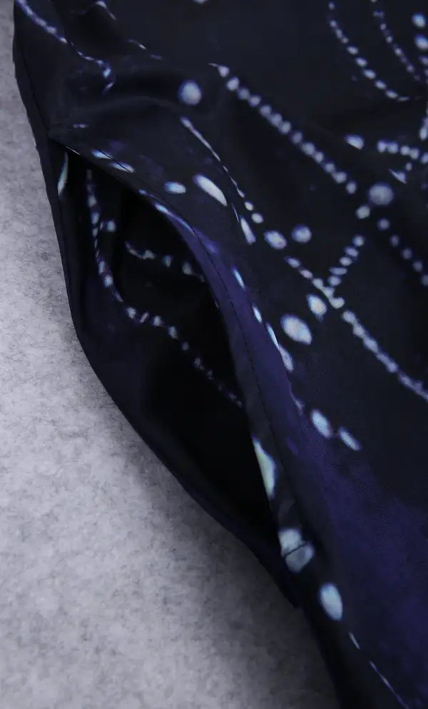 Midnight Blue Constellation Line Print Side Pocket Midi Dress