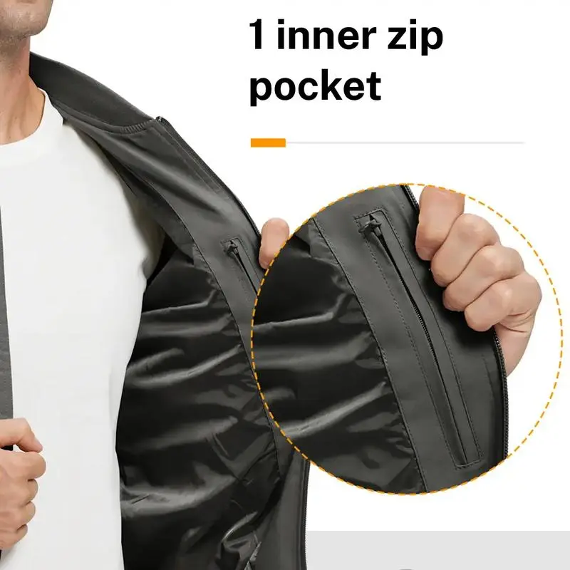 Men's Plus Size Bomber Jacket – Lightweight Zip-Up Flight Coat with 5 Pockets, Casual Fall Windbreaker.