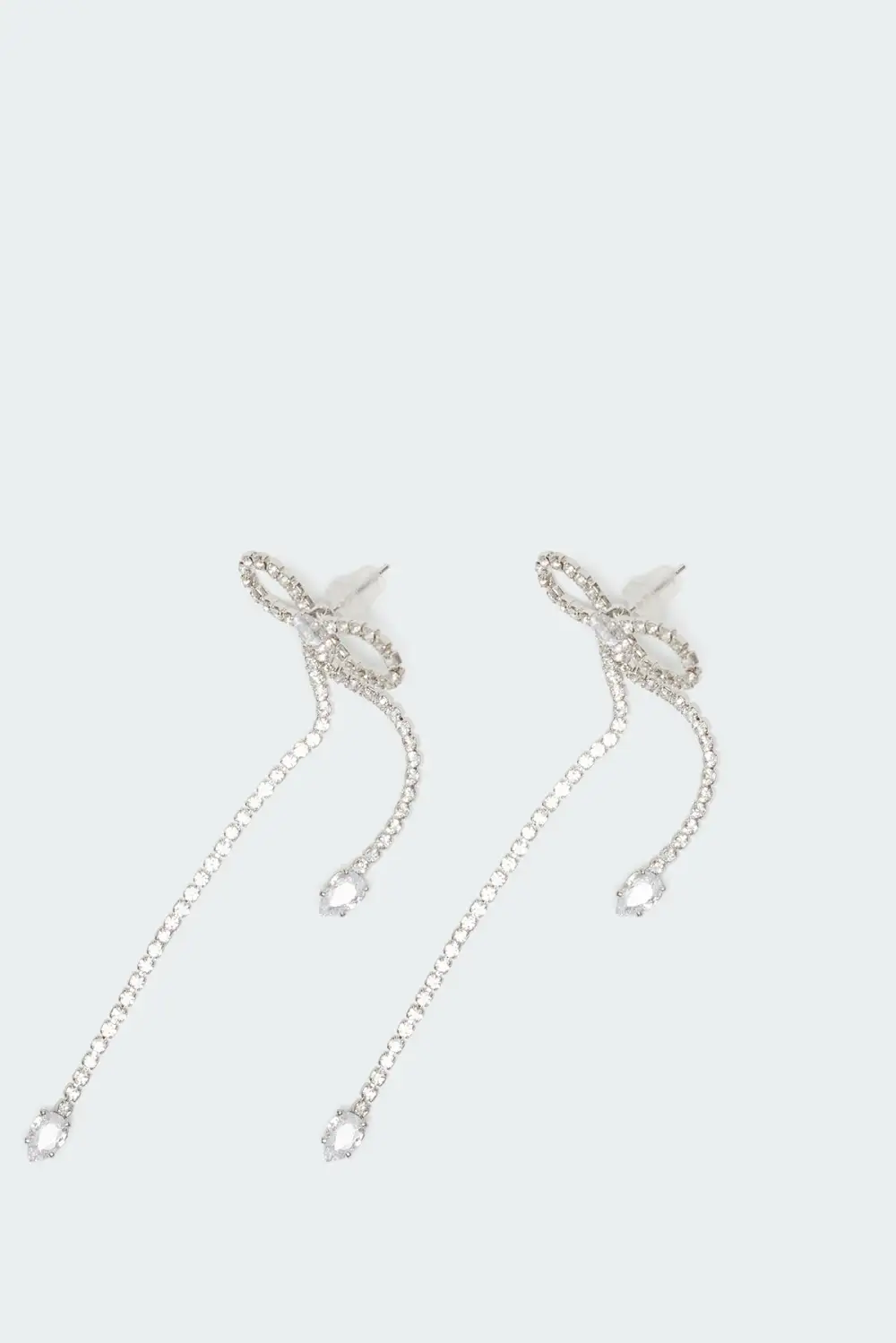 Rhinestone Dangling Bow Earrings
