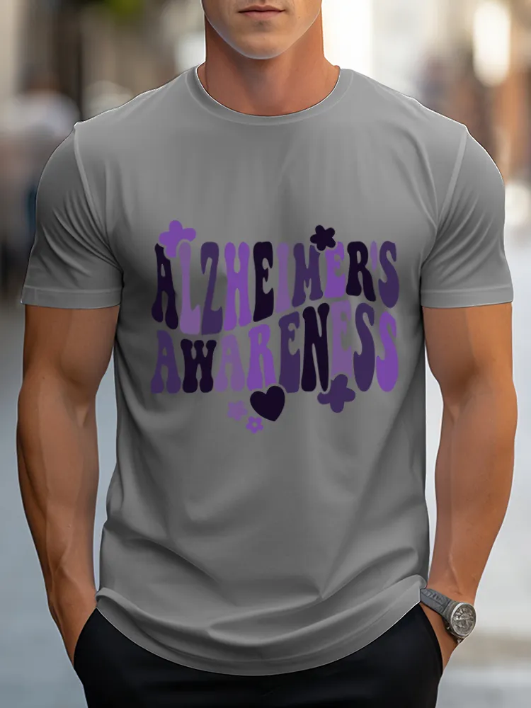 Alzheimer's  Awareness Men's Round Print T-Shirt