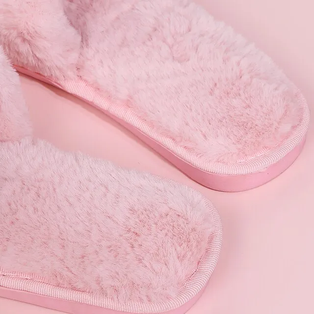 Women's Slippers Furry Feather Fuzzy Slippers Fluffy Slippers House Slippers Home Daily Solid Color Winter Flat Heel Open Toe Casual Comfort Minimalism Walking Suede Wine Red Black White