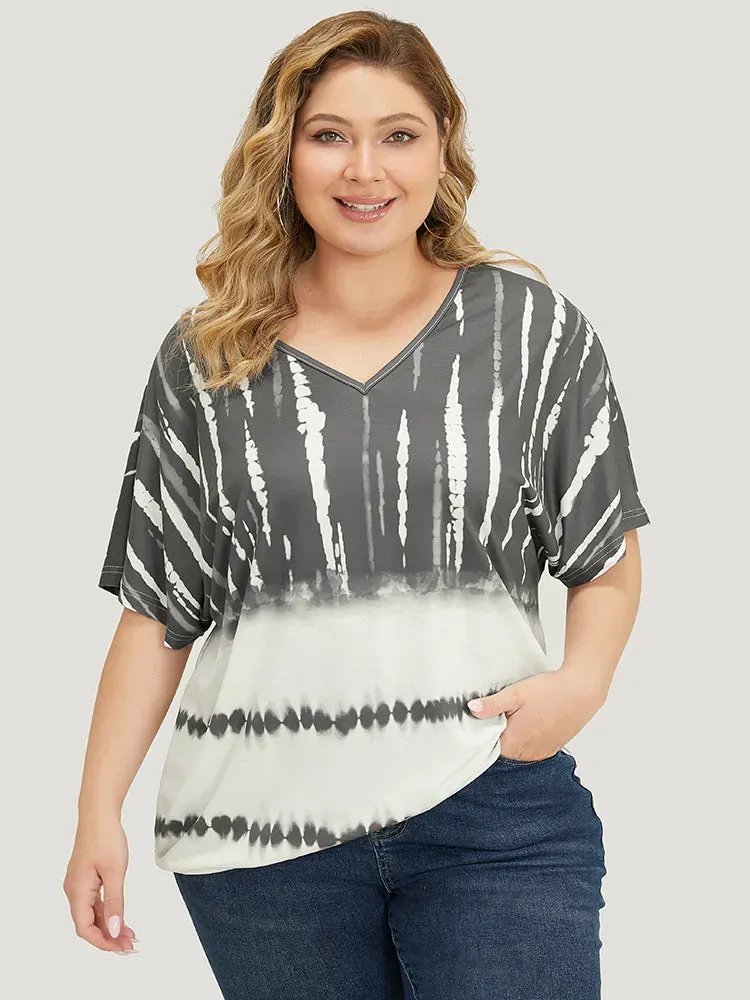 Tie Dye Batwing Sleeve T-shirt