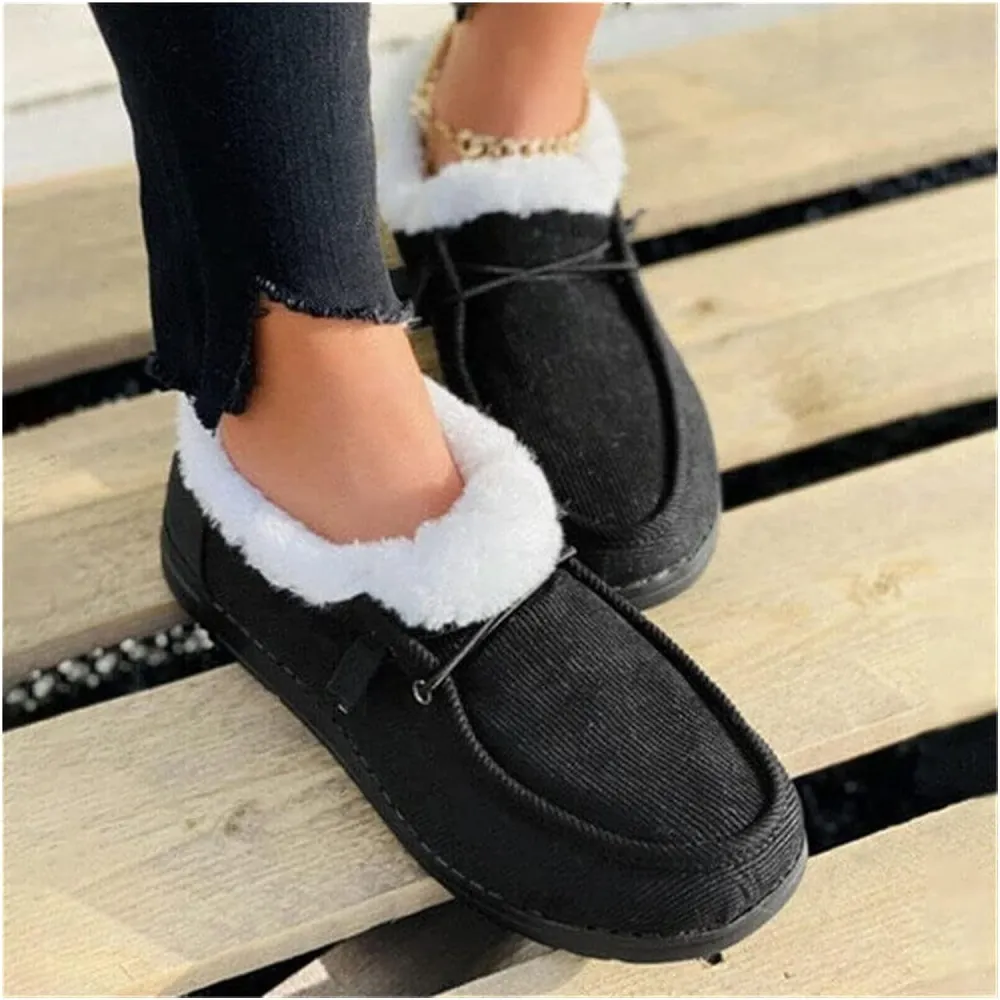 Women's Winter Warm Wendy Shoes Fleece Lined Boat Shoe Slip On Comfort Shoes,Womens Lace Up Loafers Flats Shoes (Come With Christmas socks) (Color : E, Size : EU/CN 42)
