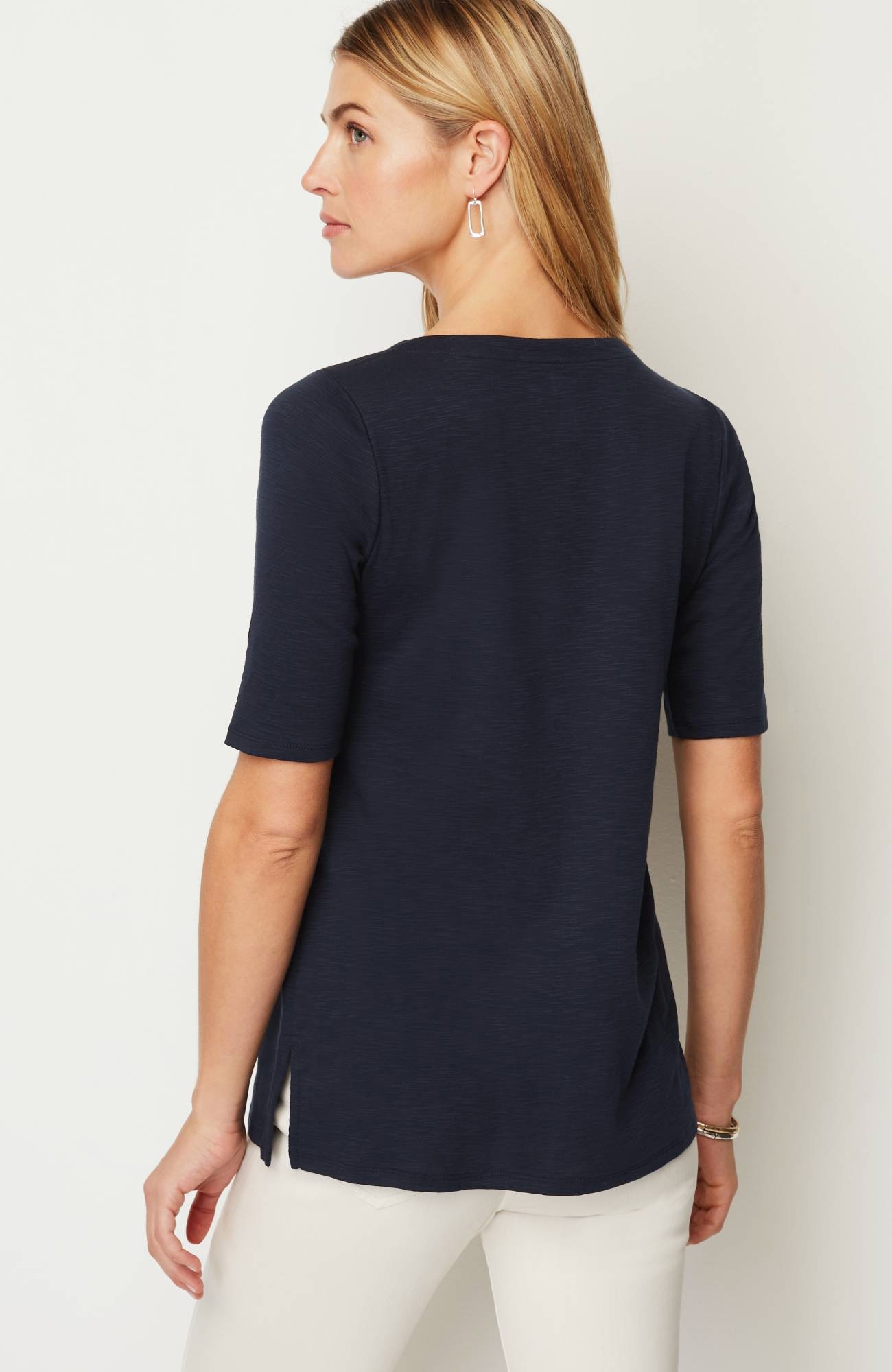 pima-slub scoop-neck side-slit tee