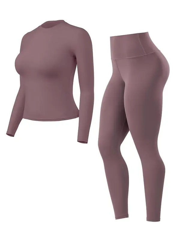 Women’s Workout Set – Long Sleeve Top & Leggings