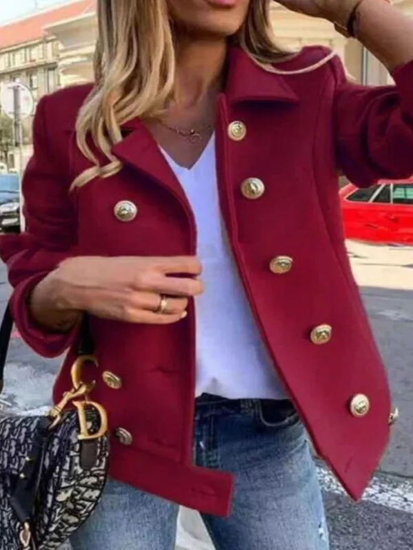 Buttoned Plain Casual Regular Fit Blazer