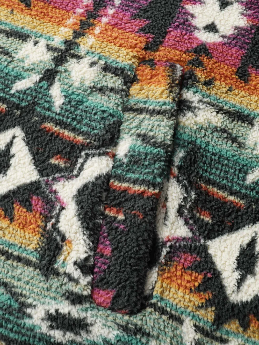 Geometric Velvet Button Pockets Coat