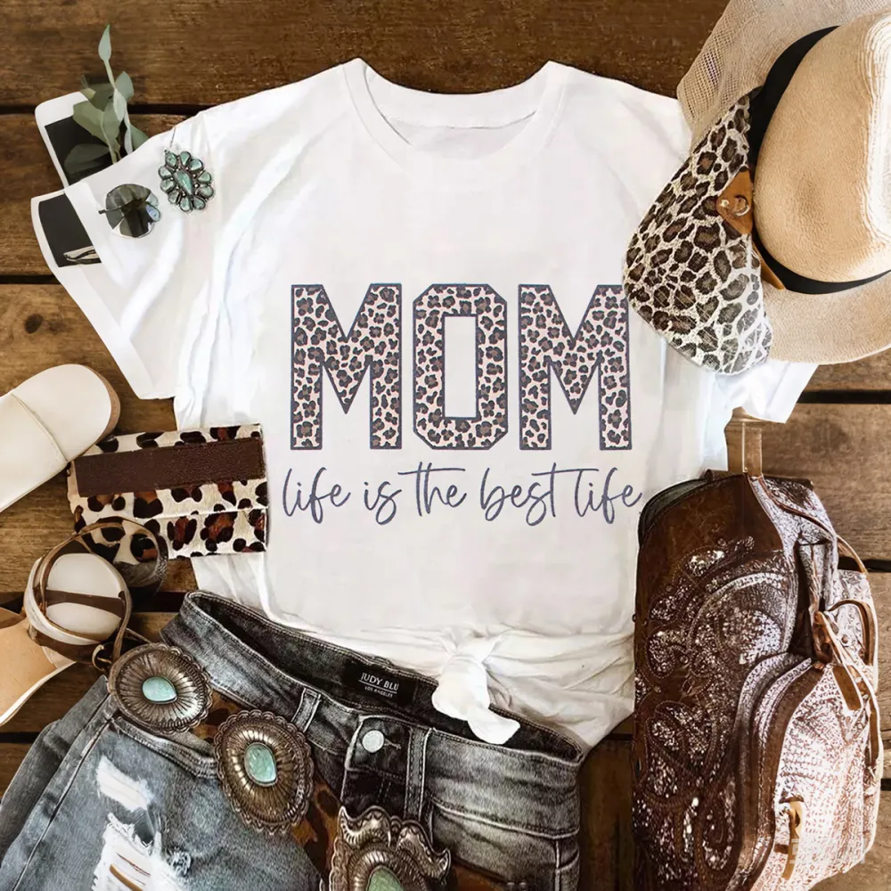 Mom Life Is The Best Life Print Round Neck Short Sleeve T-Shirt