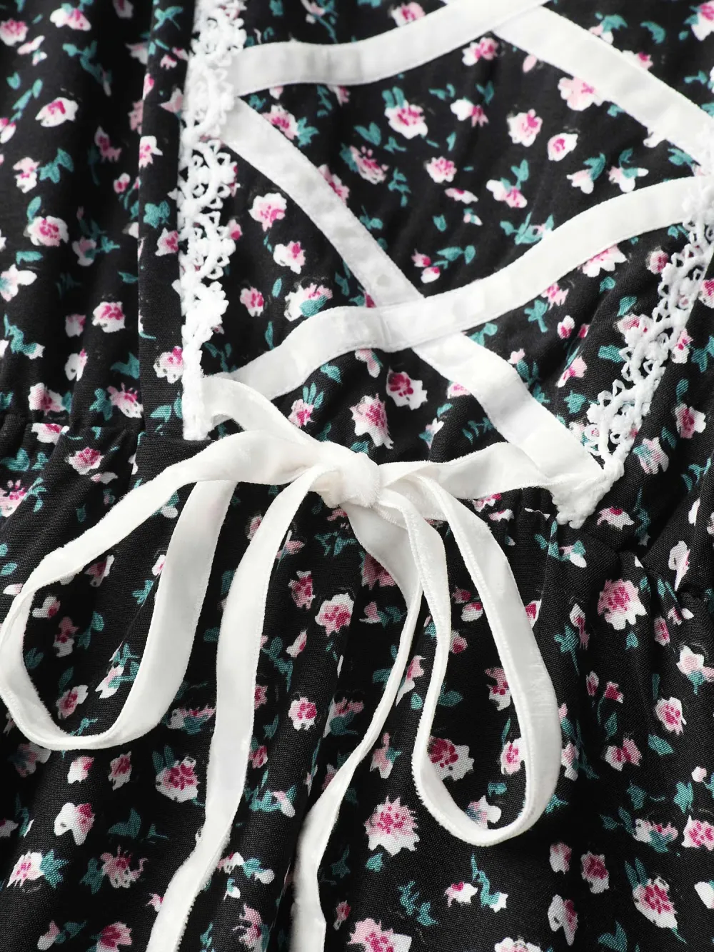 Micro Floral Print Adjustable Drawstring Maxi Dress