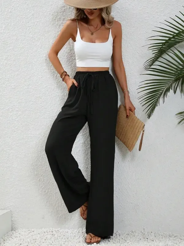 Women’s High Waist Wide Leg Pants with Pockets