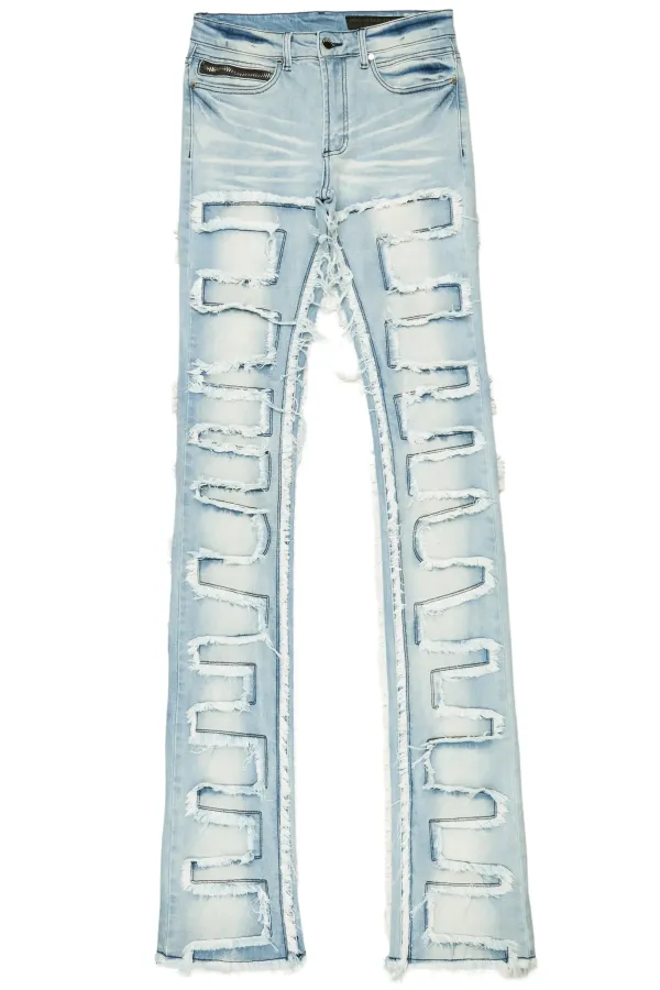Hallie Blue Wash Super Stacked Flare Jean
