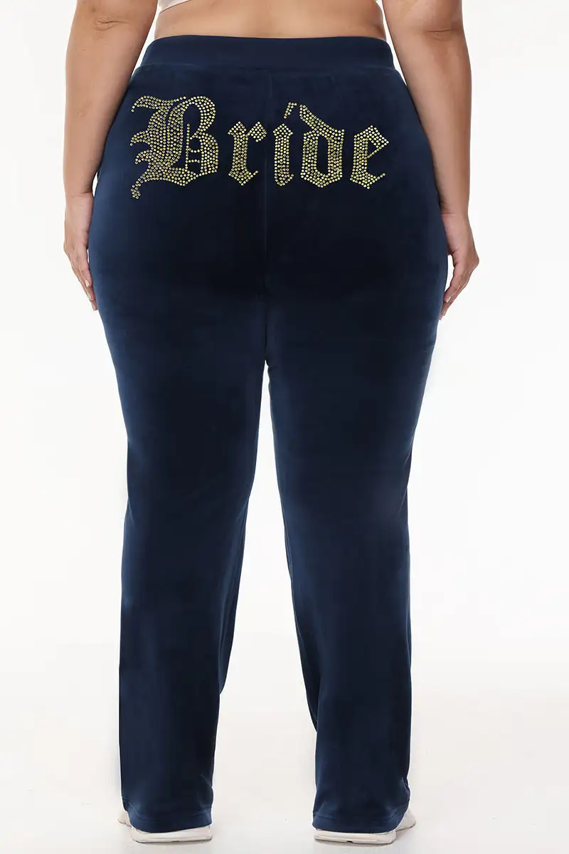 Bride Big Bling Velour Track Pants