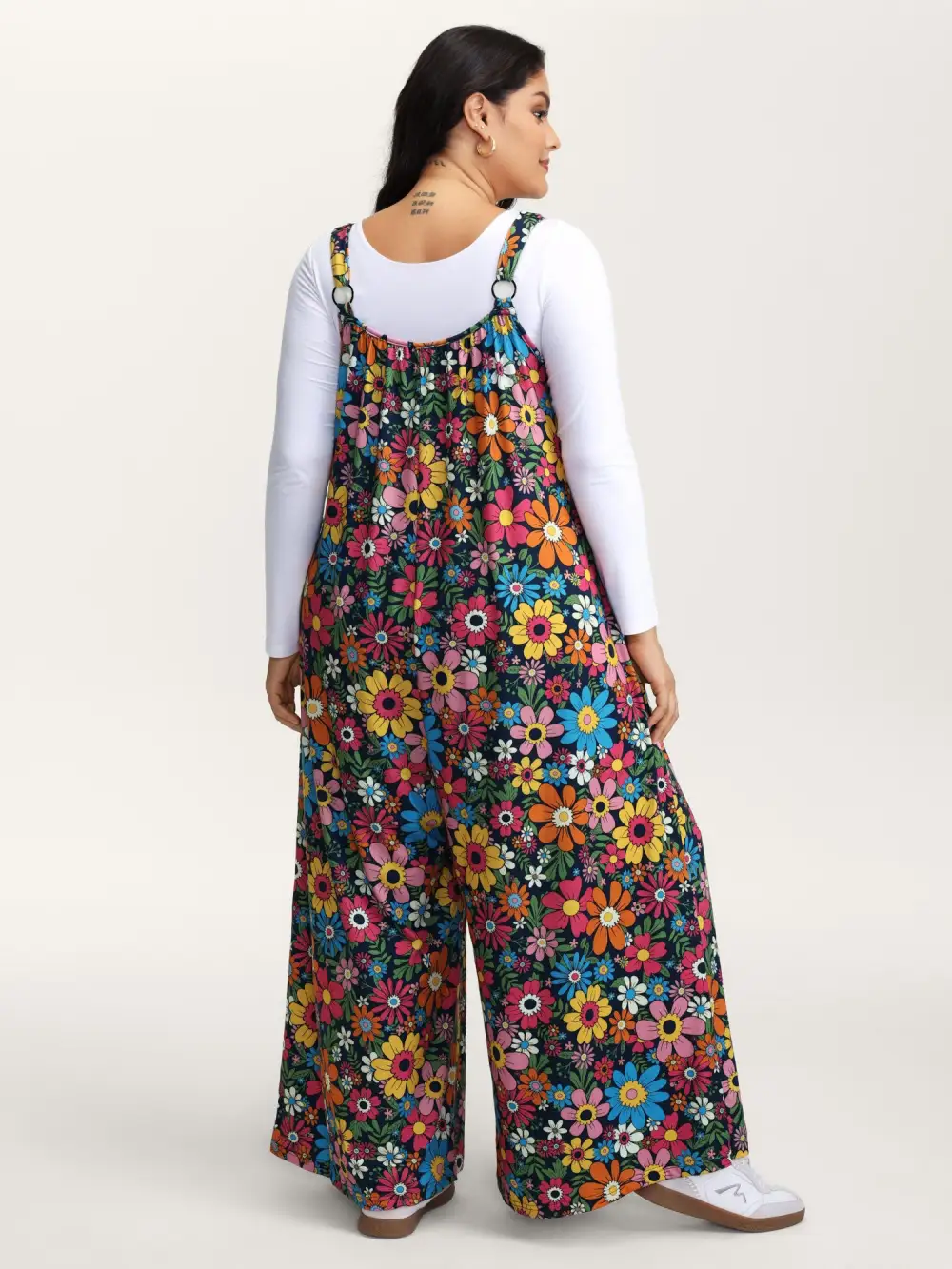 Colorful Floral Pockets Knit Loungewear Jumpsuit