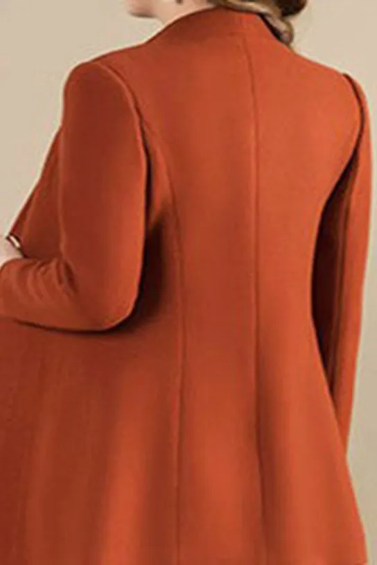 (Clearance Sale⚡) Solid Four Buttons Stand Collar Coat