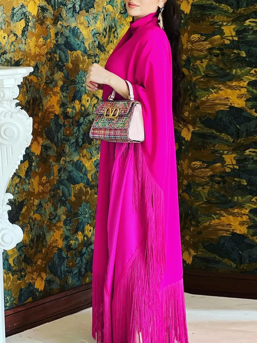 Tassel Fashion Bat Sleeve Long Dress